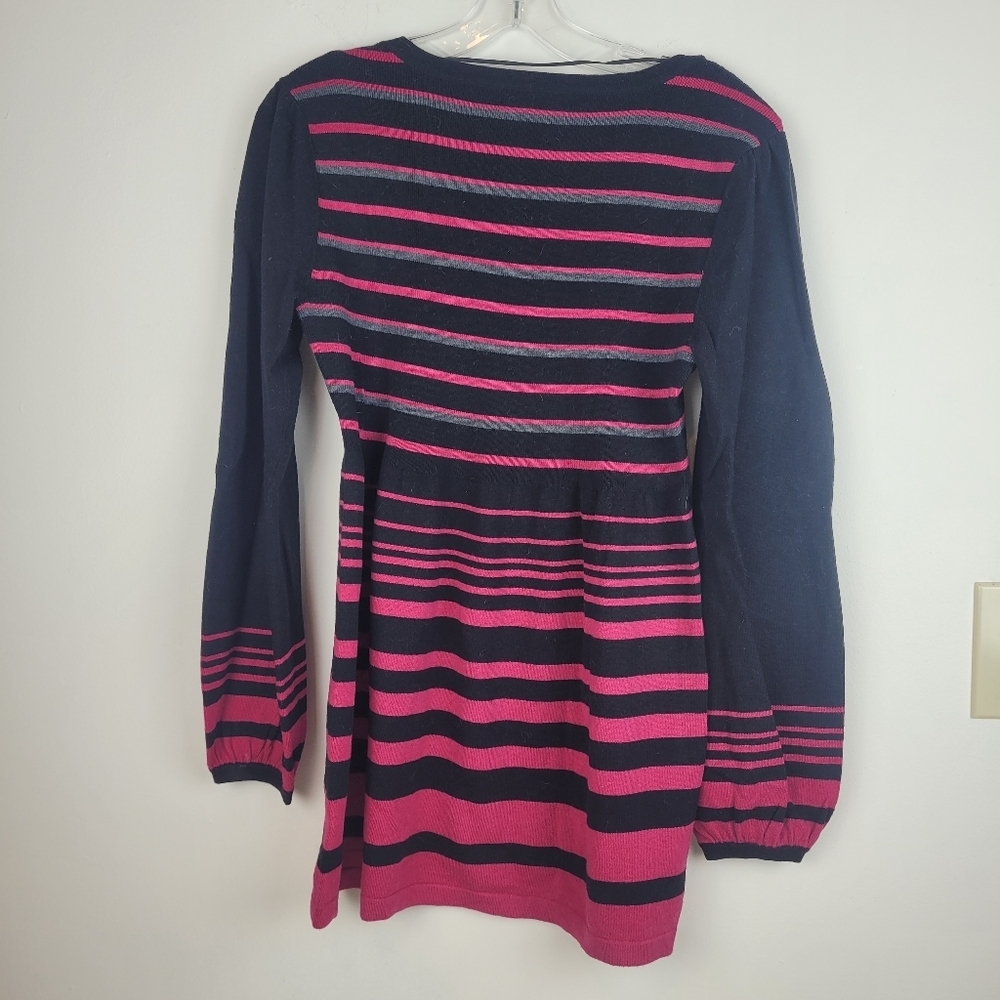 Style&Co Pink Gray Stripes Black baby doll knit sweater boho flare coquette M - Picture 4 of 10
